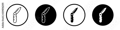 Fotografía Pocket knife icons pack in black and white versions for web.