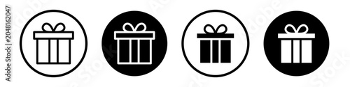 Present gift box icons pack in black and white versions for web.