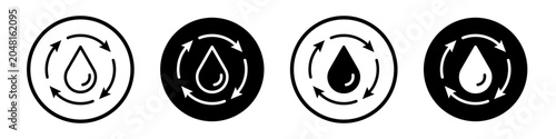 Recycle water icons pack in black and white versions for web.