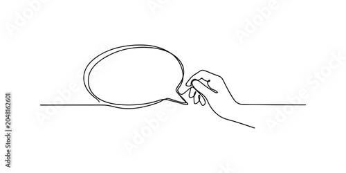 Hand drawing a speech bubble with one continuous line
