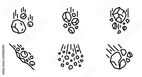 Valokuva Rockfall Hazard Icons Linear Vector Illustration On White Background
