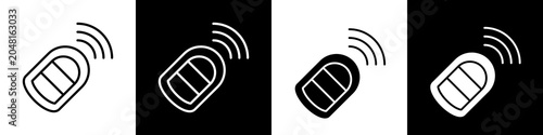 Remote car black and white icon design concept