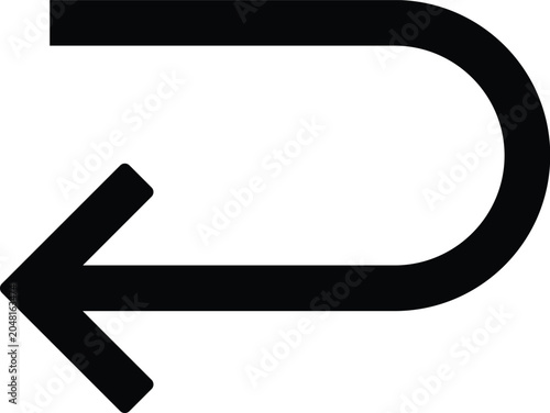 Tableau sur toile Horizontal U-turn hook left arrow icon in minimalist line art style