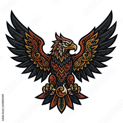 Tribal Celtic Knot Eagle Mascot Vector Tattoo Design