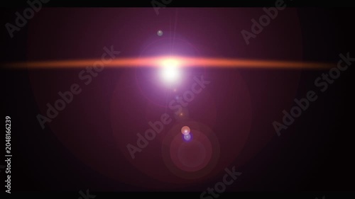 Lens studio flare light leaks 4k footage on black background. Abstract lens flare with concentric circles and bright light.