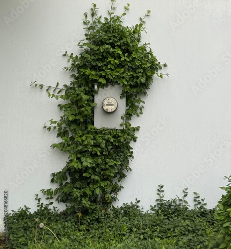 wall with green leaves