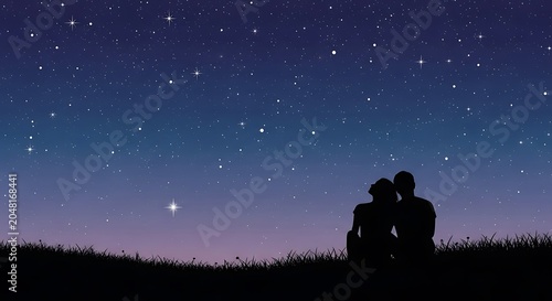 Silhouette of person stargazing in twilight sky.