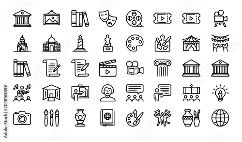 фотографія Culture web icon collection with art museums literature theater architecture and