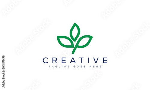 Minimalist green leaf logo design for eco business