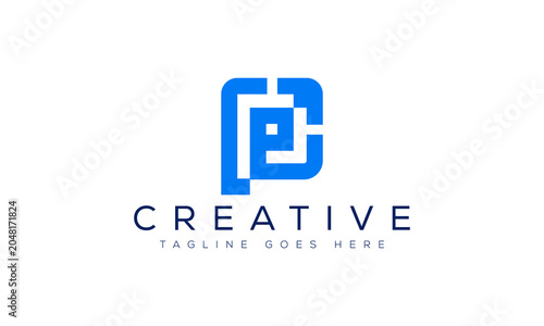 Modern blue letter p logo design concept