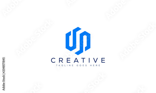 Blue hexagon initial letter s logo design