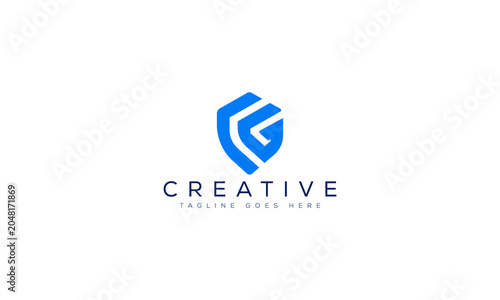 Modern letter g shield logo design concept