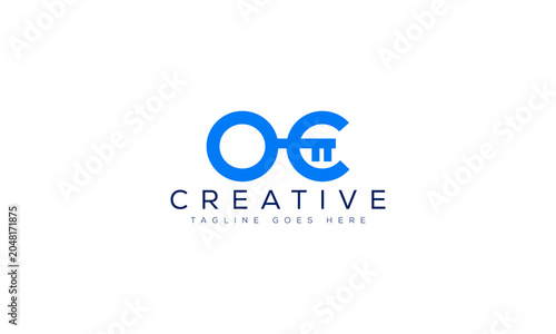 Creative letter o and c logo design with a key shape