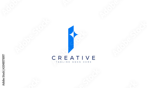 Minimalist letter i logo design with a star element
