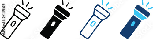 Фотография Collection of four distinct flashlight icons in various colors and styles for di