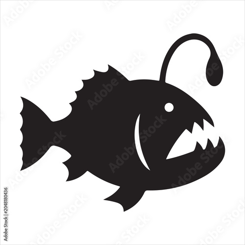 Foto Silhouette anglerfish menacing deep sea predator vector illustration