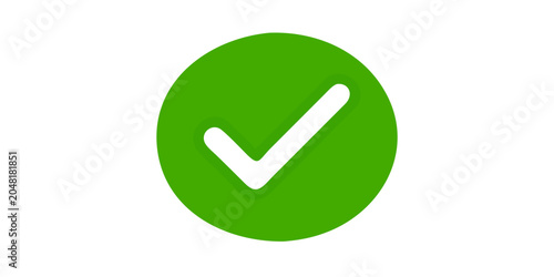 Fotografía Green circle with black checkmark flat icon on transparent background