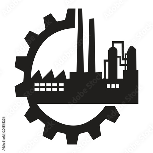 Vászonkép Industrial icon silhouette illustration An industrial icon is a visual represent