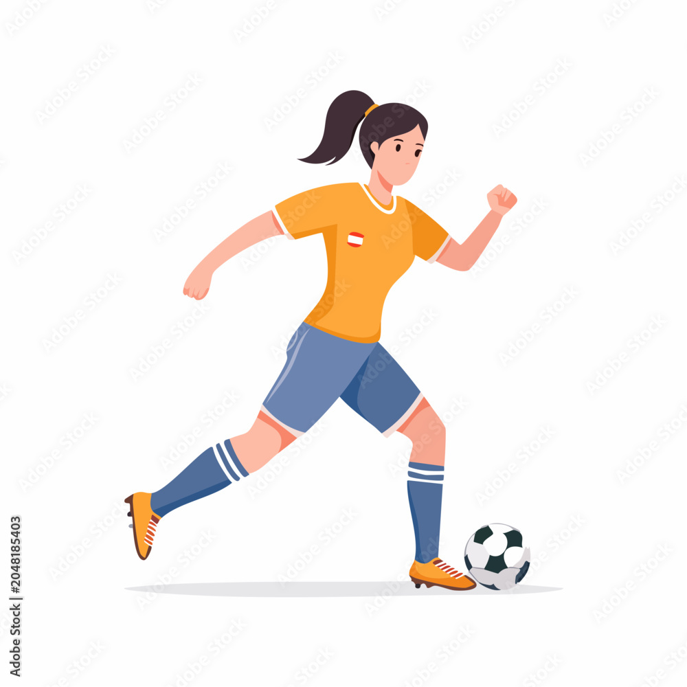 Obraz premium 力強くシュートするサッカー選手のイラスト