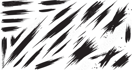 Картината върху платно Dramatic diagonal slash paint brush strokes with splatters scratch textures and