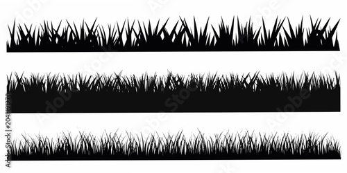 Obraz na płótnie Grass blade silhouettes three variations on a white background
