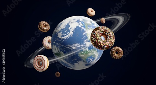 Solar system planets and moons orbiting in space.
