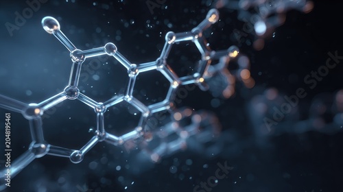 Crystal molecule structure with hexagon shapes for science and research