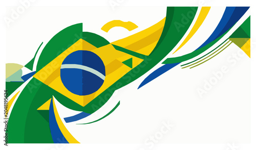 Abstract Brazil flag background vector template for Independence Day banner and patriotic design
