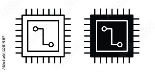 Bild auf Leinwand Microchip vector icon set black filled and outlined style.