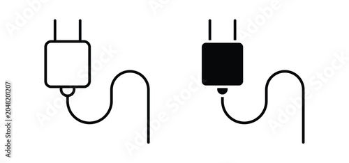 Foto Plug vector icon set black filled and outlined style.