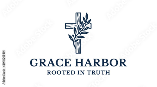 Obraz na plátne religious cross with entwined olive branch for peace faith ministry church commu
