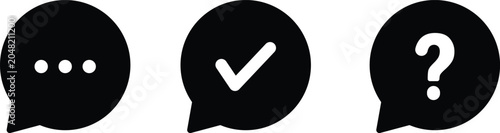Foto Speech bubble icon set with ellipsis check mark and question mark symbols