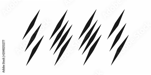 Foto Diagonal black lines resembling claw marks on a white background