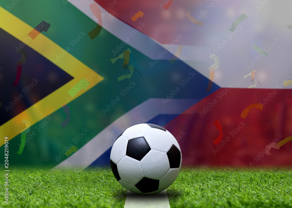Naklejka premium Football Cup competition between the national South Africa and Czech Republic.