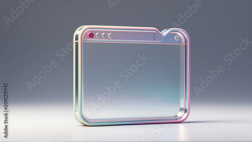 Futuristic Iridescent Glass Window 3D UI Element