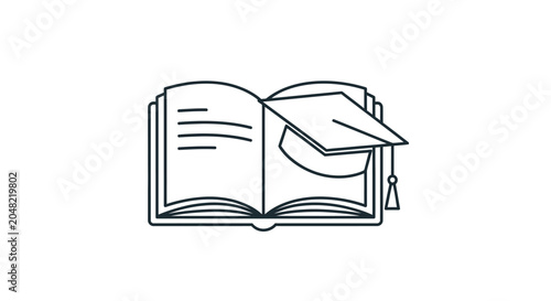 Graduation Cap on Open Book.