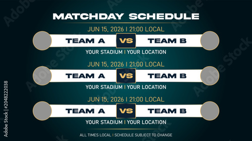 Fotografija Football Match Day Scoreboard Template with sport competition