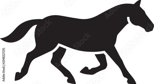 Konstfotografi Silhouette illustration of a galloping horse in black on a clean white backgroun