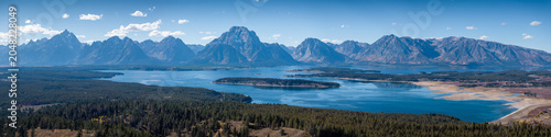 Tableau sur toile Aerial view of Jackson Lake and Moran Mountain in Grand Teton National Park, USA