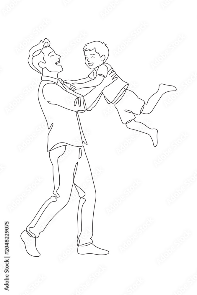 Obraz premium line drawing of father day illustration