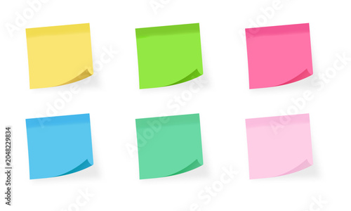 Colorful Sticky Notes Vector Set on White Background Minimalist Design