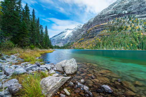 Quadro su tela Glacier National Park, Montana, USA: Lakes, Snow-capped Mountains, and Natural S
