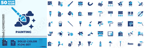 Painting Solid Color Editable Icons set