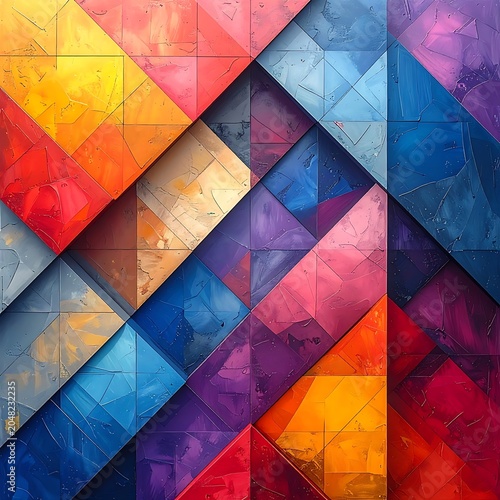 Vibrant colorful geometric mosaic background texture.