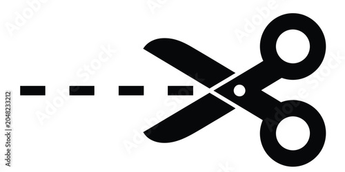Scissors with dashed cut line icon vector illustration isolated on white background voucher coupon layout graphic design elements
