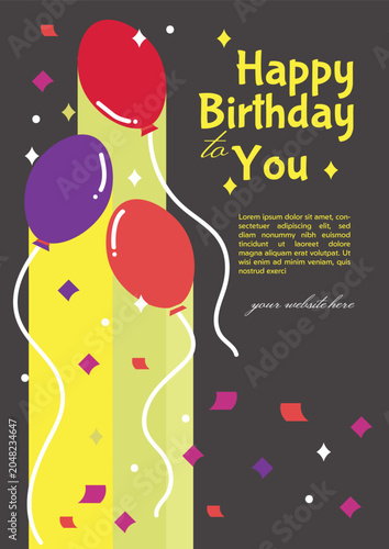 Colorful Birthday Balloons Greeting Card Vector with Festive Party Background