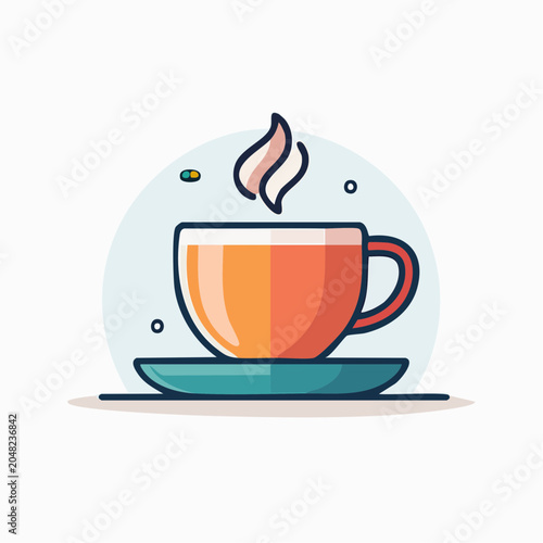 Steaming Cup of Tea or Coffee on Saucer
