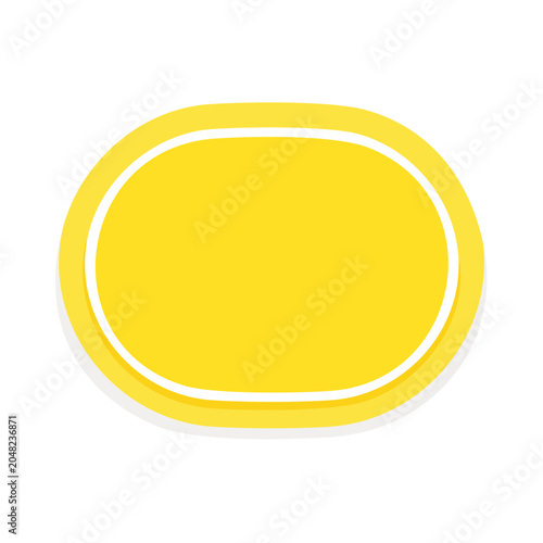 Yellow oval shape with white border and shadow on transparent