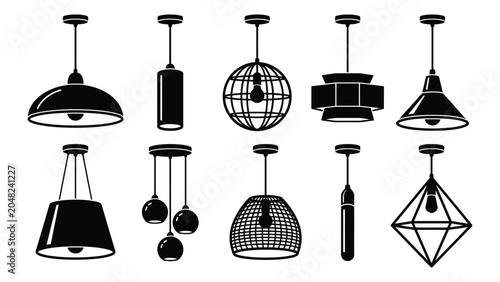 Black hanging light fixtures and lamps