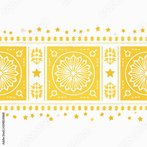 Yellow and White Geometric Pattern with Stars
